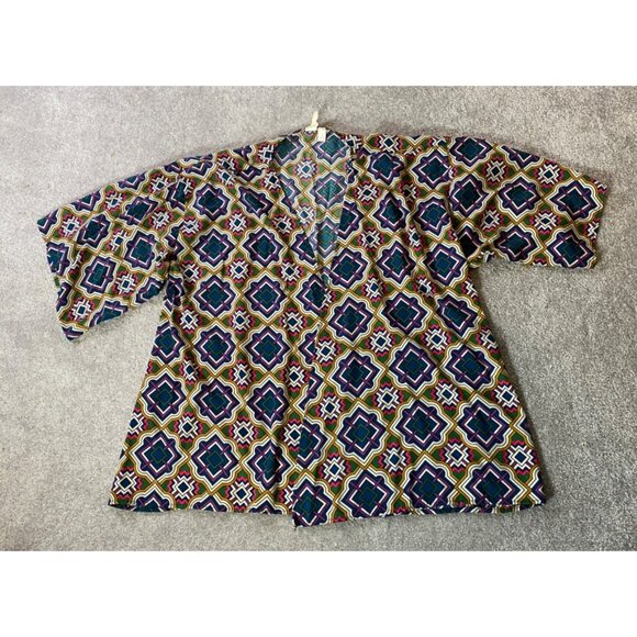 Francesca Multicolored Geometric Pattern Open Kimono Cardigan Small - Picture 3 of 10